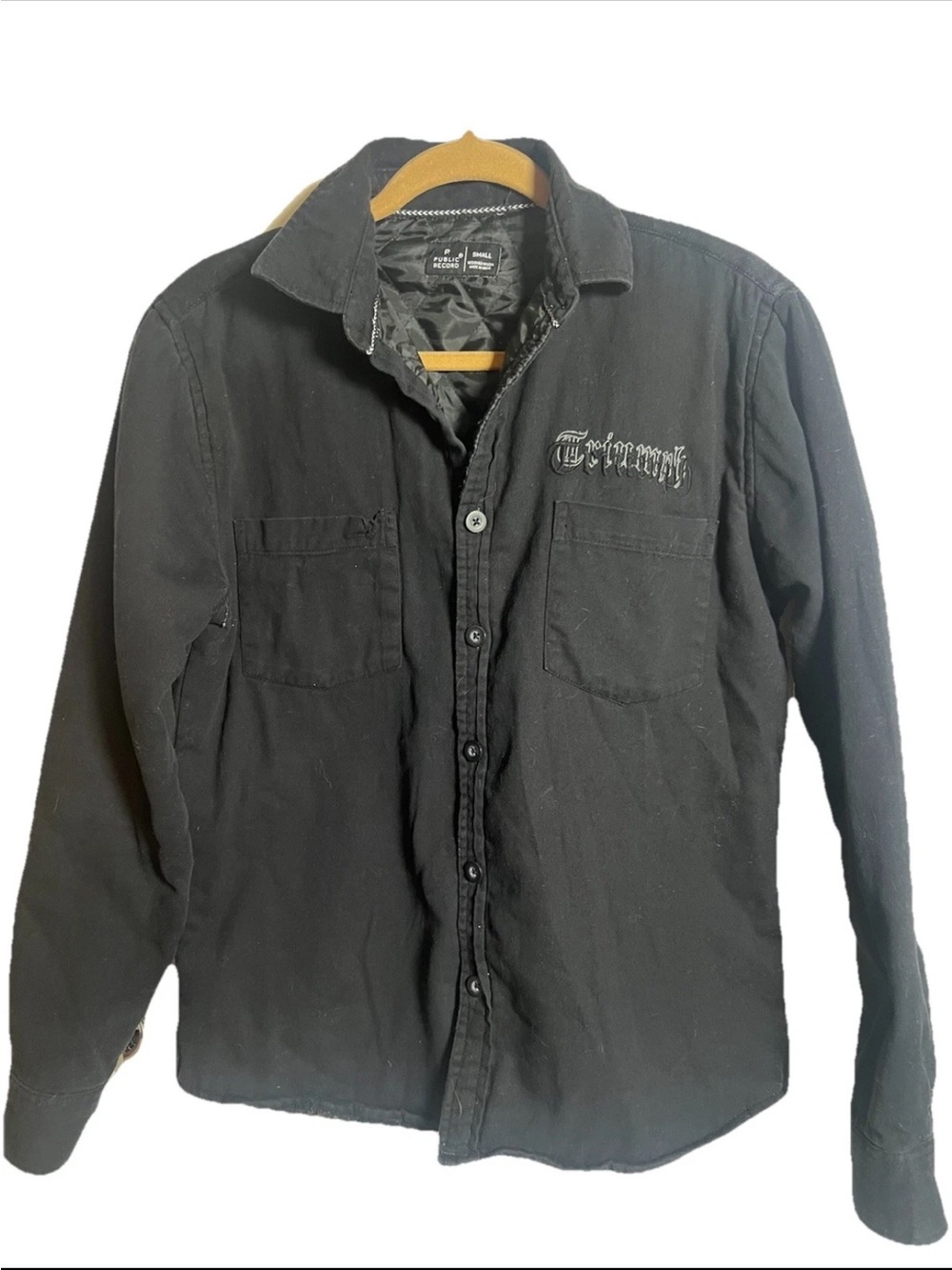 Garage Grunge Triumph Button Down Shirt/jacket S Cotton Quilted Lining Moto